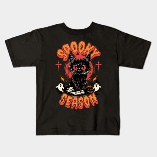 Funny Cat Halloween Spooky Season Costume Kids T-Shirt